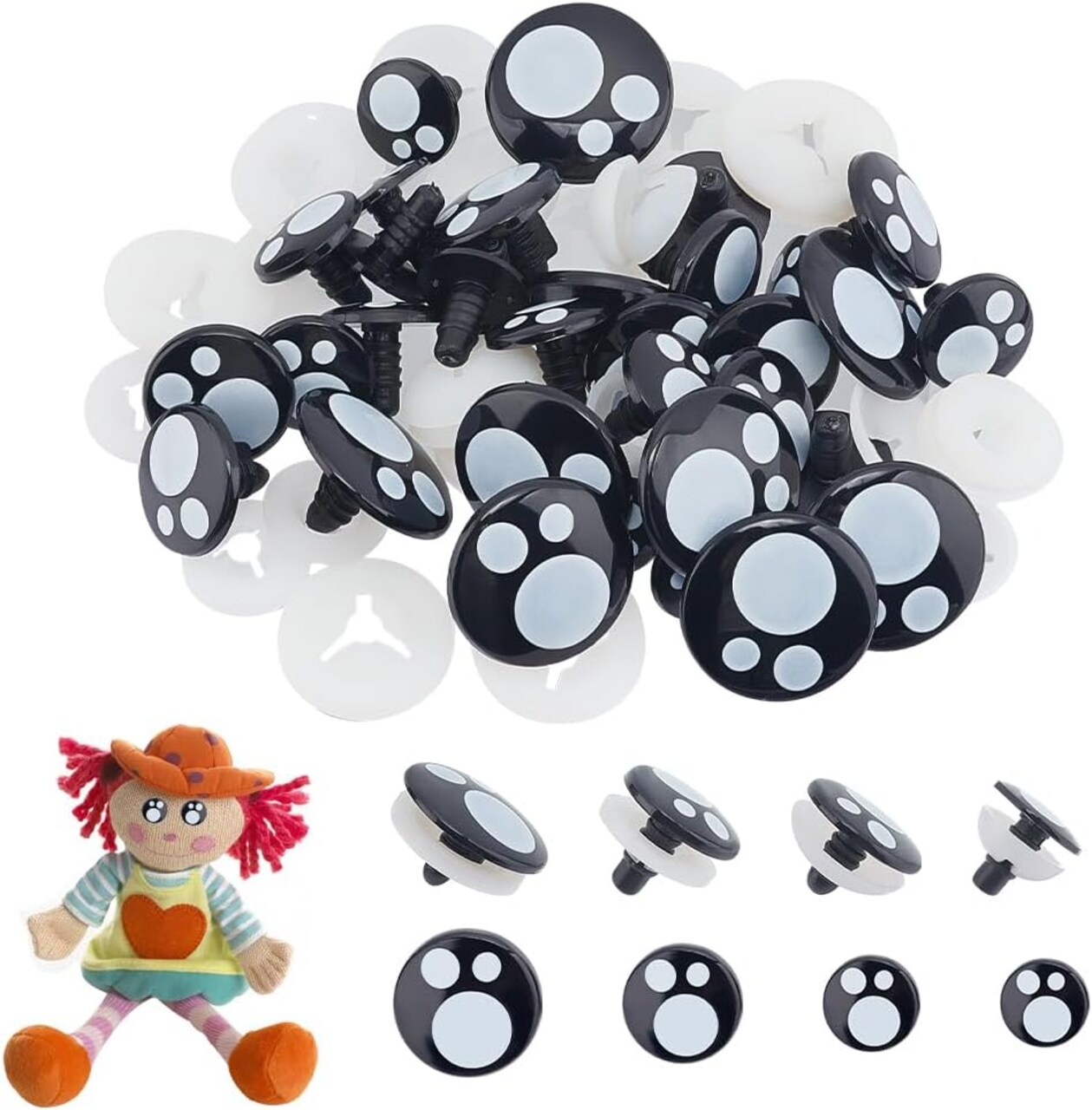 Big Safety Eyes 40 Sets for Amigurumi – Resin Crochet Eyes with Washers for Stuffed Animals, Teddy Bears, Puppets & Plush Crafts (18/20/23.5/30mm)